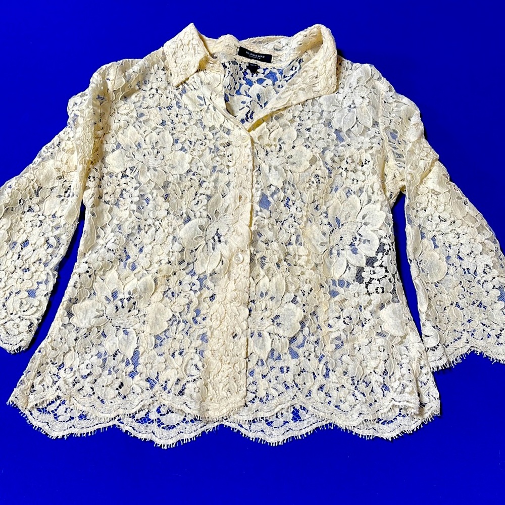 Vintage Burberry Cream Lace Top, Size S/M
